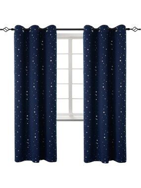 Navy Blue Kids Blackout Curtains - 84 Inch Long, 2 Panels for Boys Bedroom Decor
